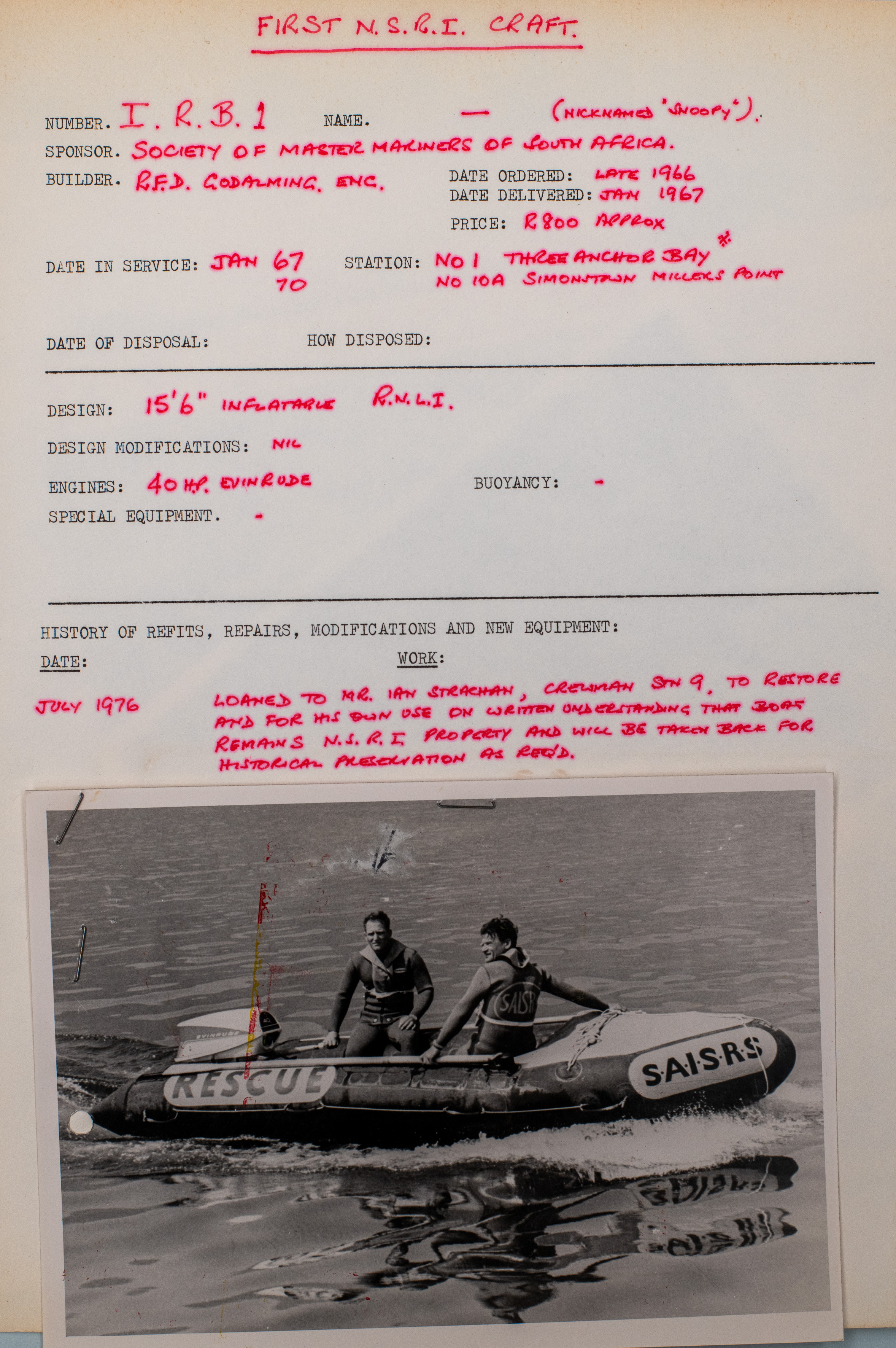 History. Snoopy. Picture Andrew Ingram / Sea Rescue