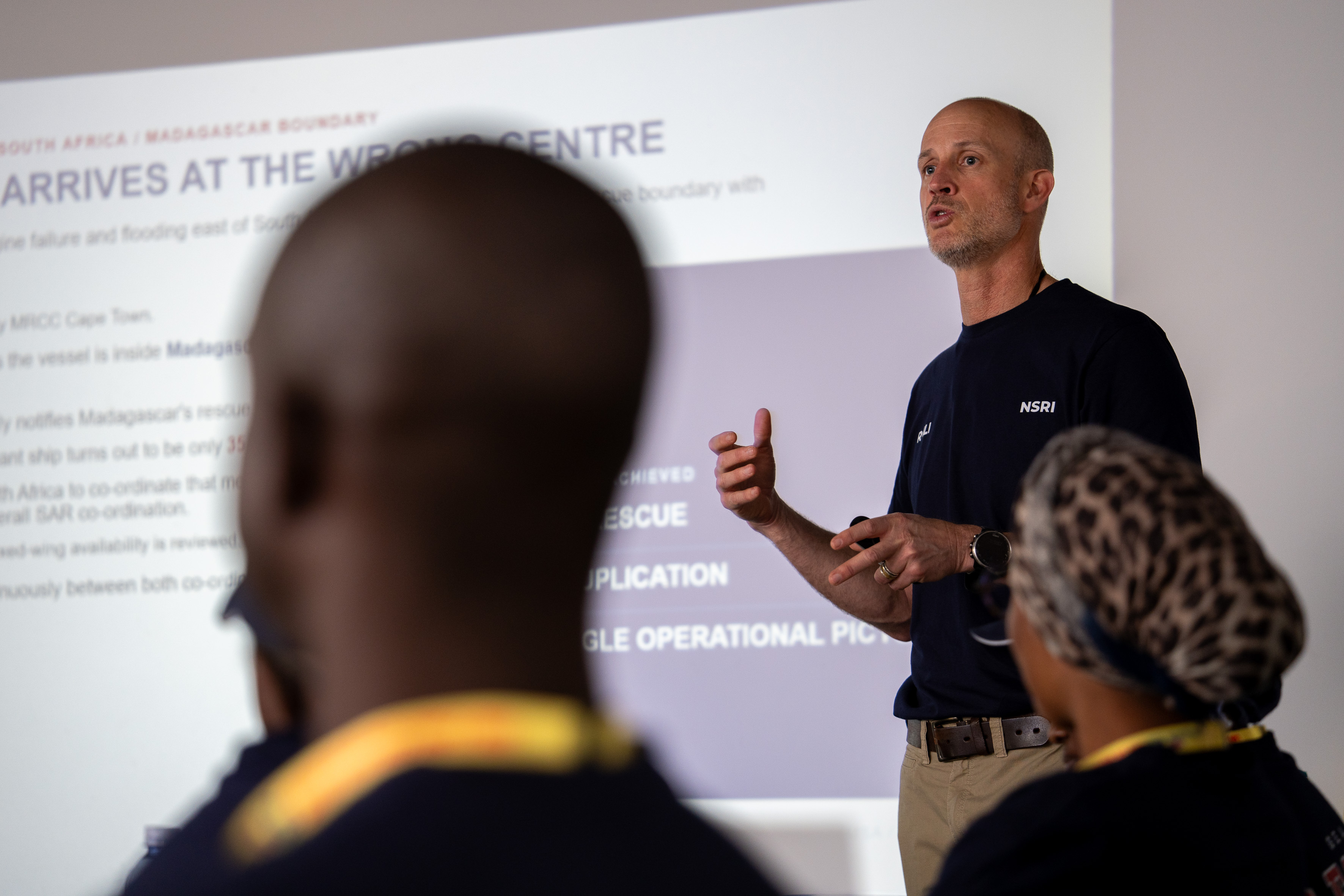 Charl Maritz, NSRI Head of Operations, talks at the RNLI's Leaders in Lifesaving conference. Picture Andrew Ingram / NSRI#asset:1193679@1:alt