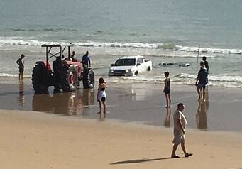 Vehicle drove into beach