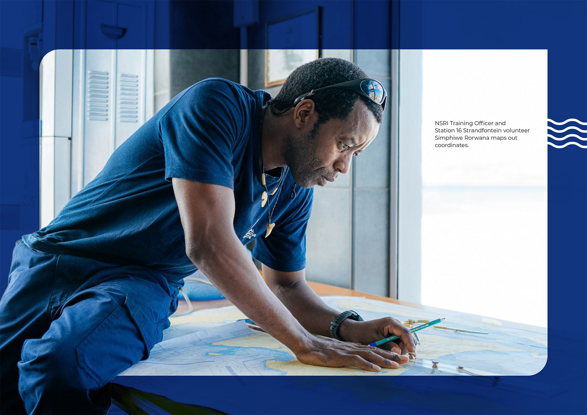 NSRI Training Officer and Station 16 Strandfontein volunteer Simphiwe Rorwana maps out coordinates